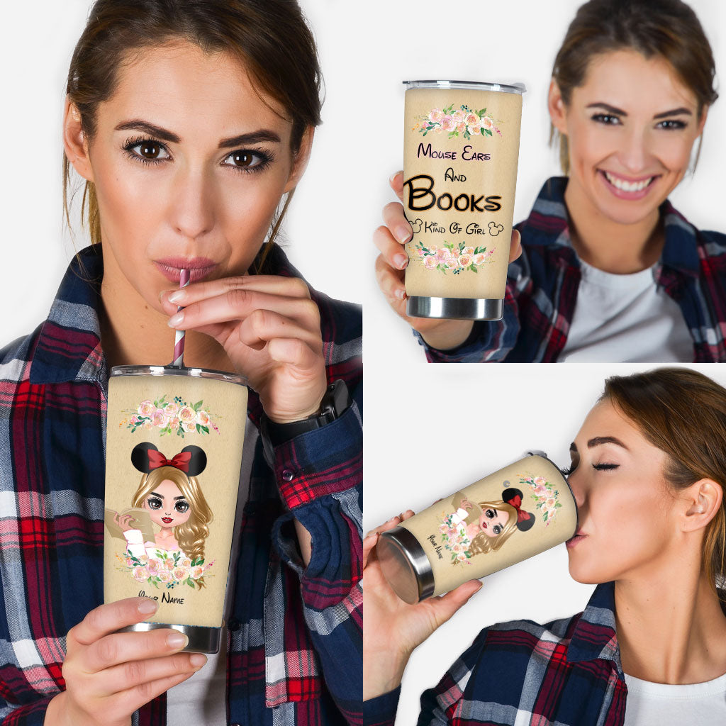 Mouse Ears And Book Kind Of Girl - Personalized Tumbler