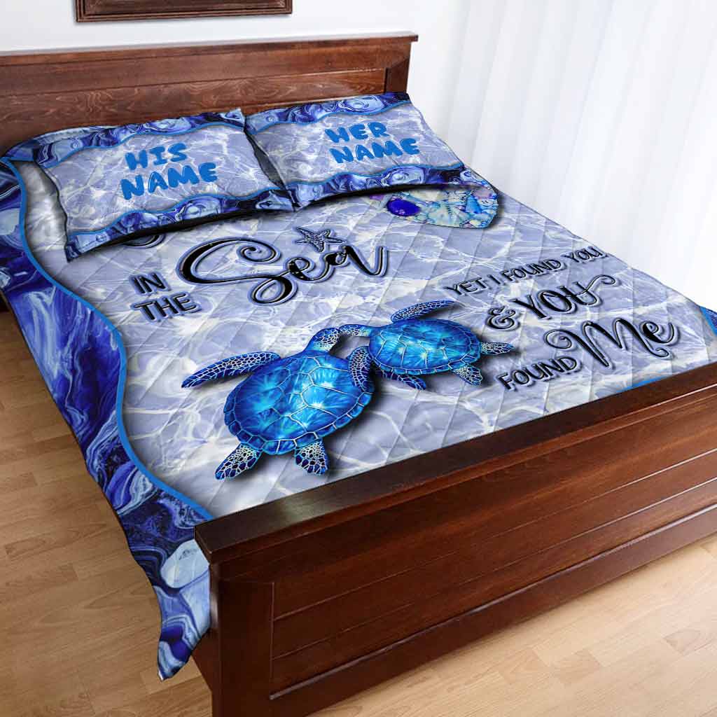 So Many In The Sea Turtle Personalized Quilt Bed Set