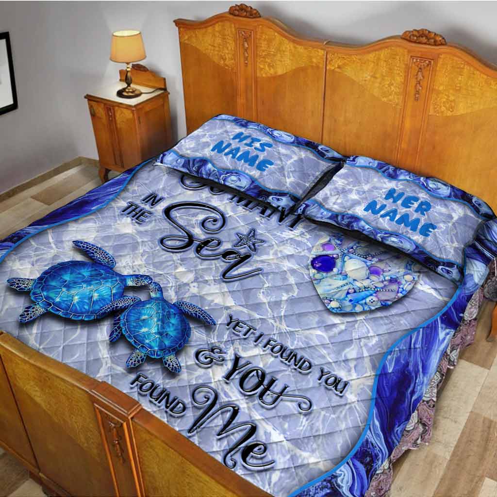 So Many In The Sea Turtle Personalized Quilt Bed Set