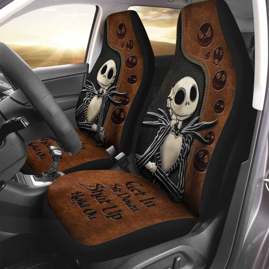 Get In Sit Down Shut Up Hold On - Nightmare Seat Covers With Leather Pattern Print