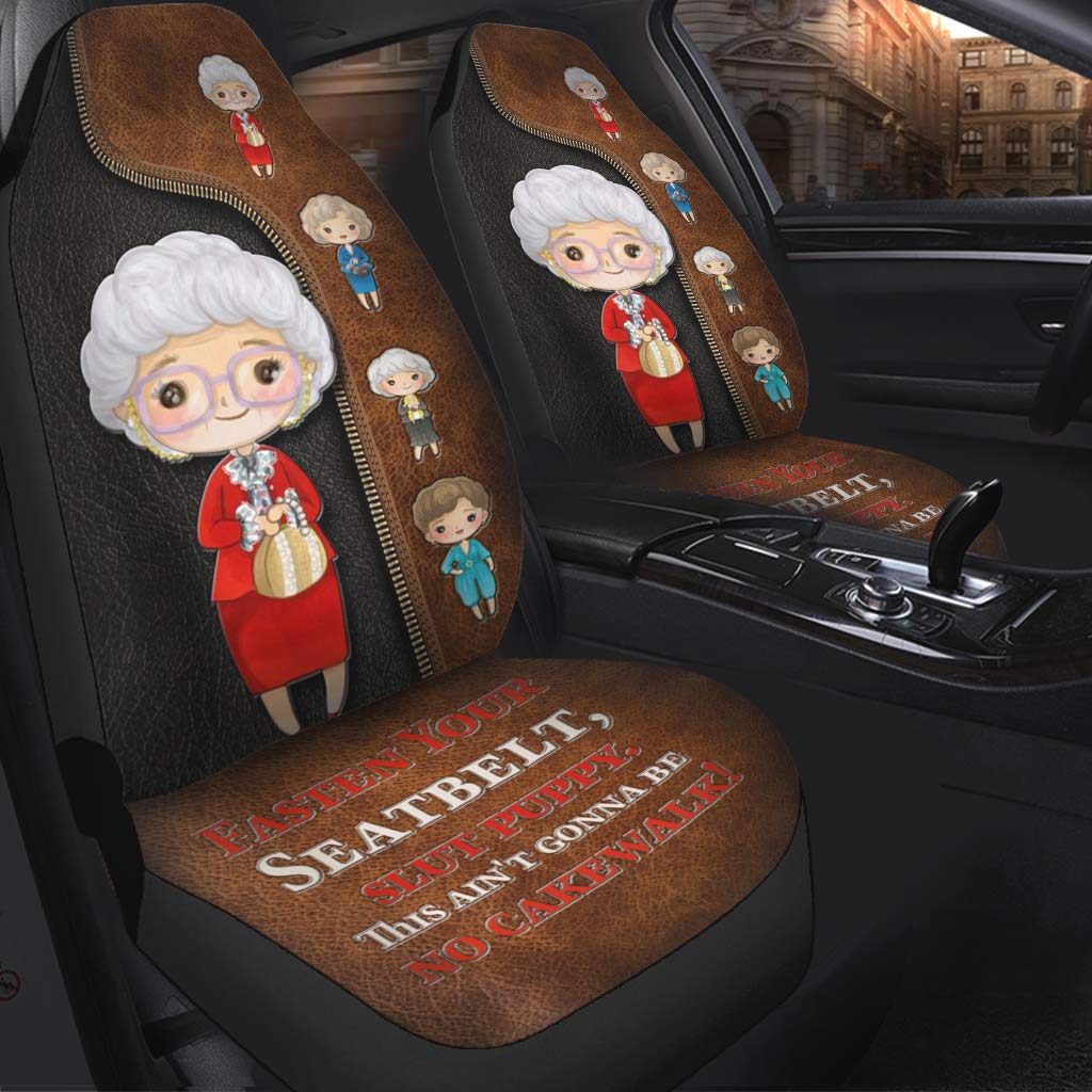 Fasten Your Seatbelt - Seat Covers With  Leather Pattern Print
