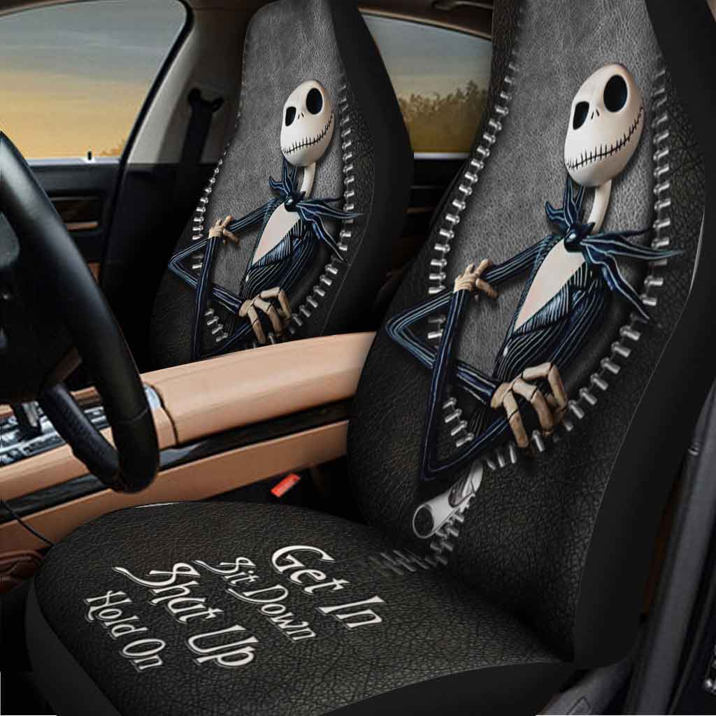 Get In Sit Down Shut Up Hold On - Nightmare Seat Covers With Leather Pattern Print 1