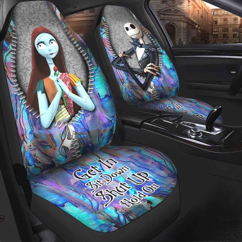 Get In Sit Down Shut Up Hold On -  Nightmare Seat Covers With Leather Pattern Print