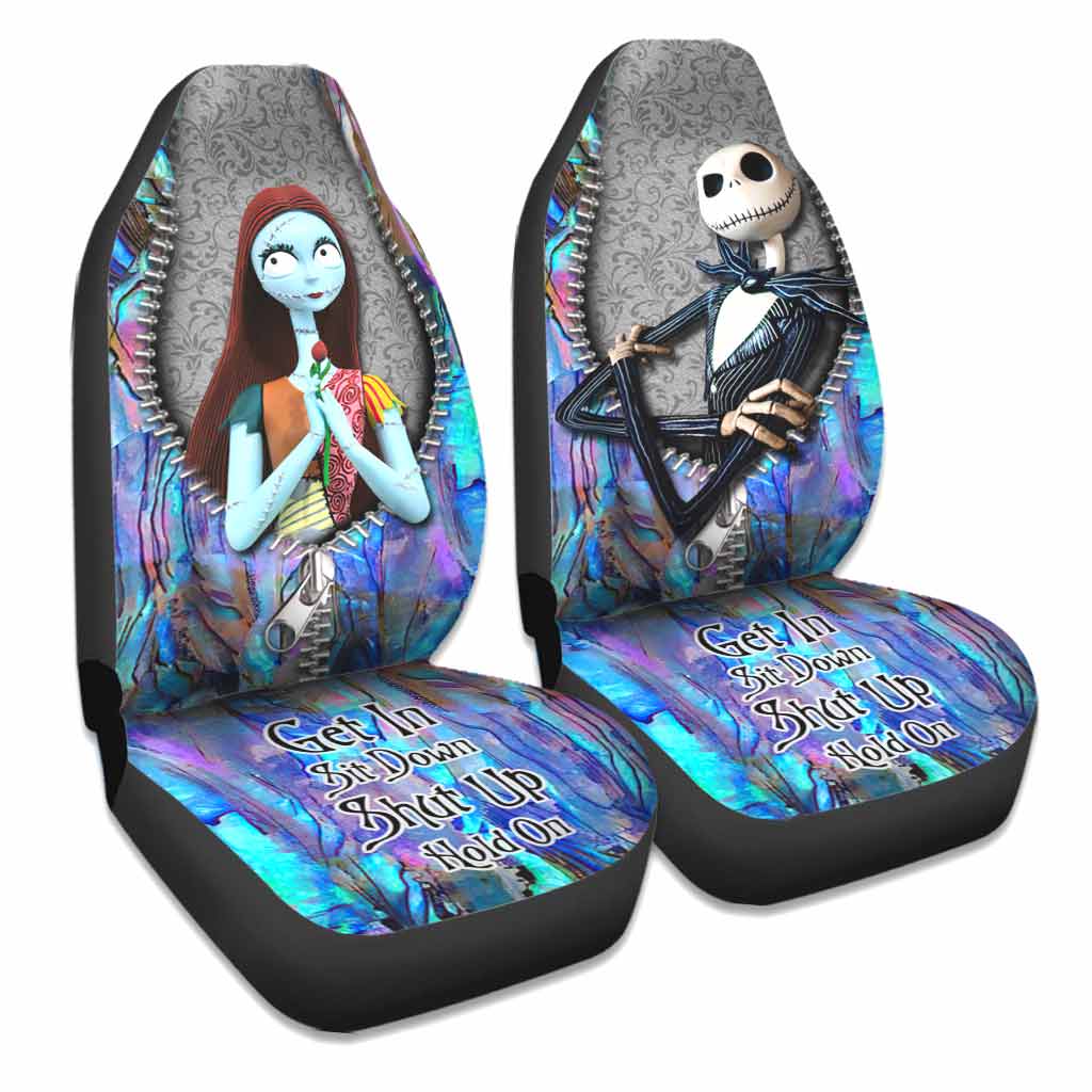 Get In Sit Down Shut Up Hold On -  Nightmare Seat Covers With Leather Pattern Print