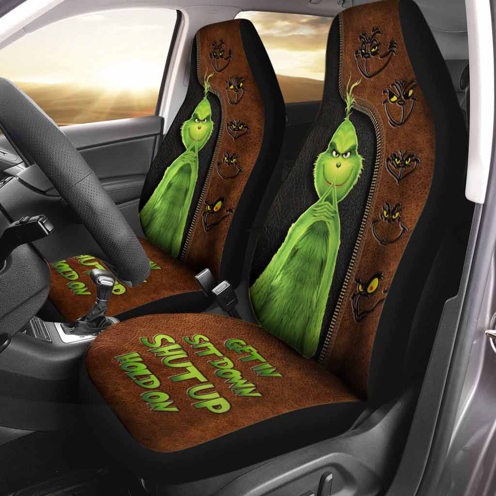 Get In Sit Down Shut Up Hold On - Seat Covers With Leather Pattern Print