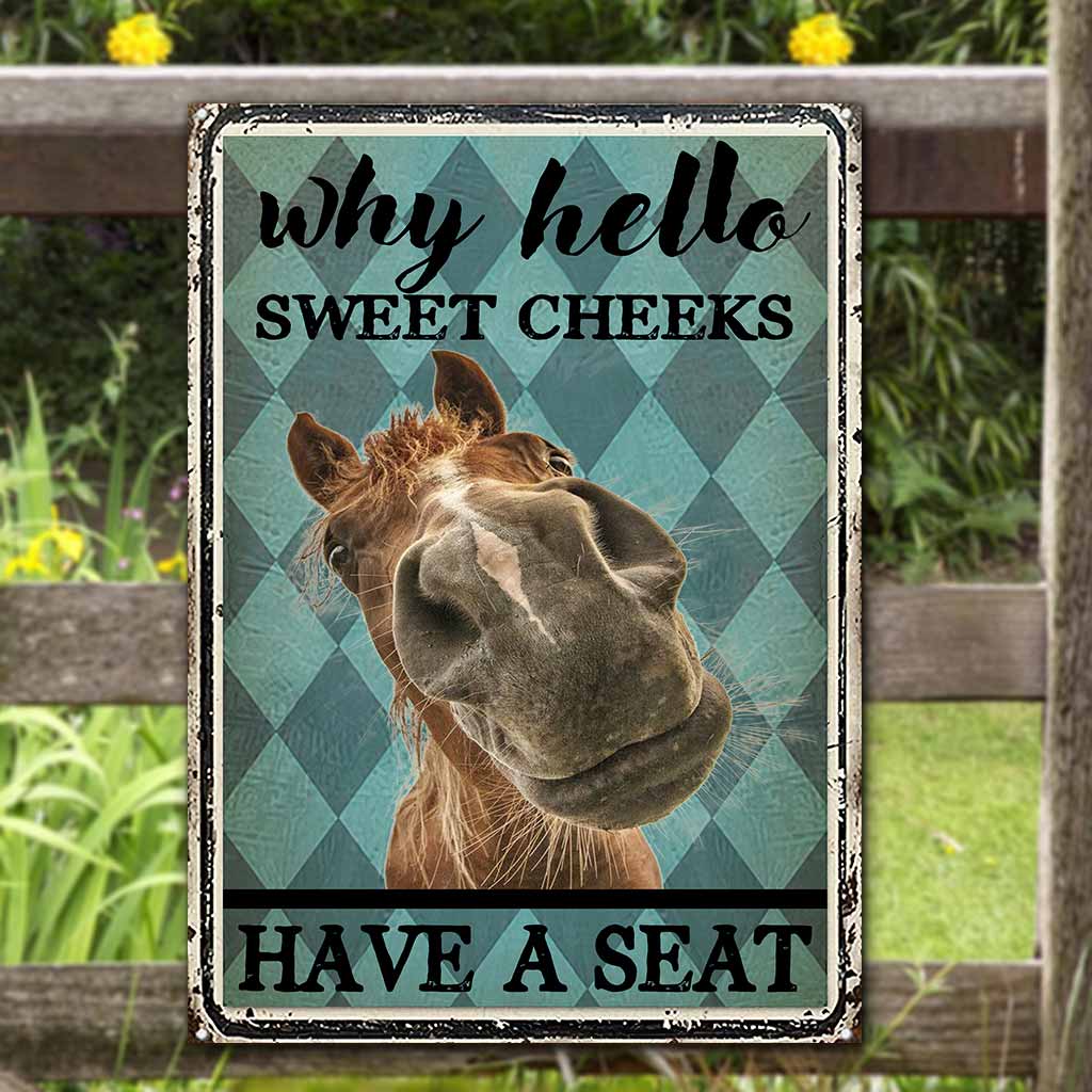 Hello Sweet Cheeks - Horse Rectangle Metal Sign