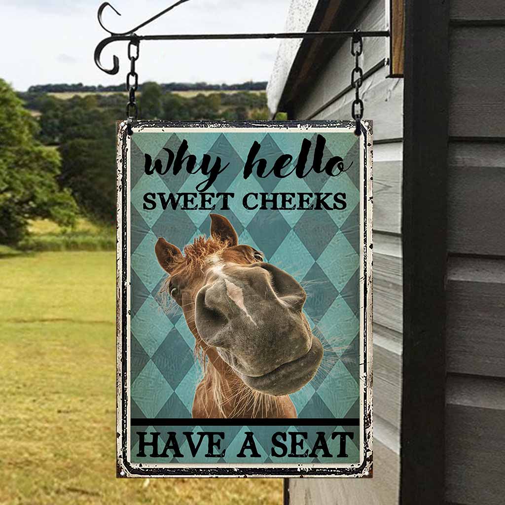 Hello Sweet Cheeks - Horse Rectangle Metal Sign