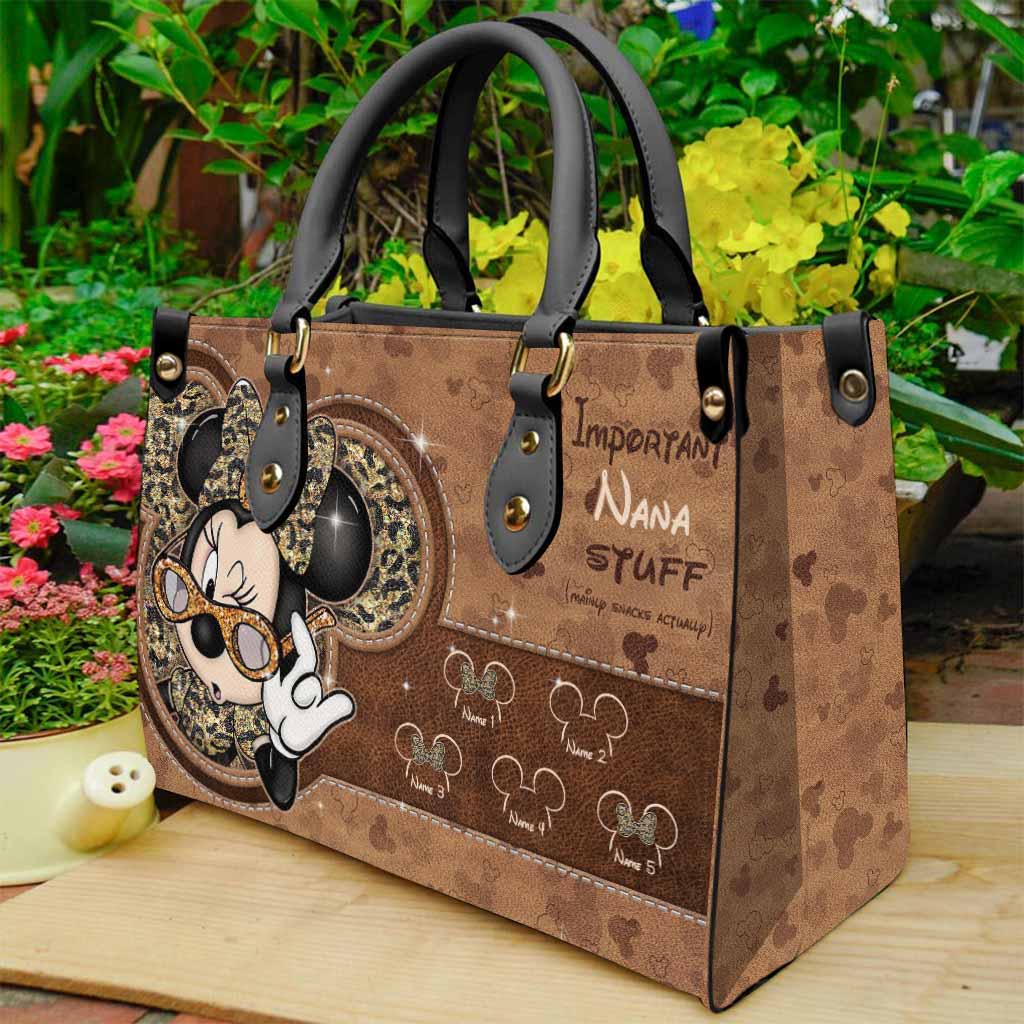 Important Nana Stuff - Personalized Mother's Day Mouse Leather Handbag