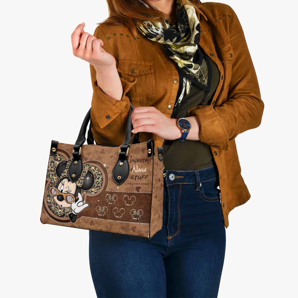 Important Nana Stuff - Personalized Mother's Day Mouse Leather Handbag