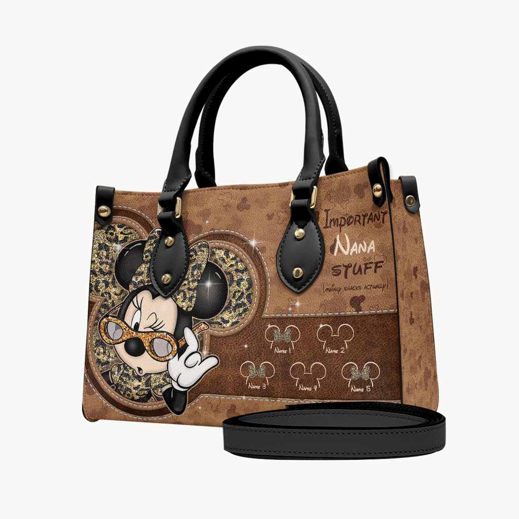 Important Nana Stuff - Personalized Mother's Day Mouse Leather Handbag