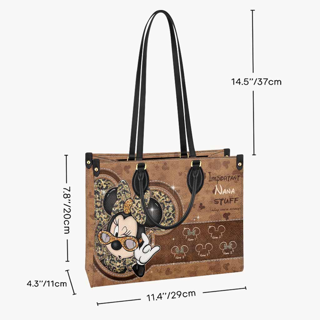 Important Nana Stuff - Personalized Mother's Day Mouse Leather Handbag