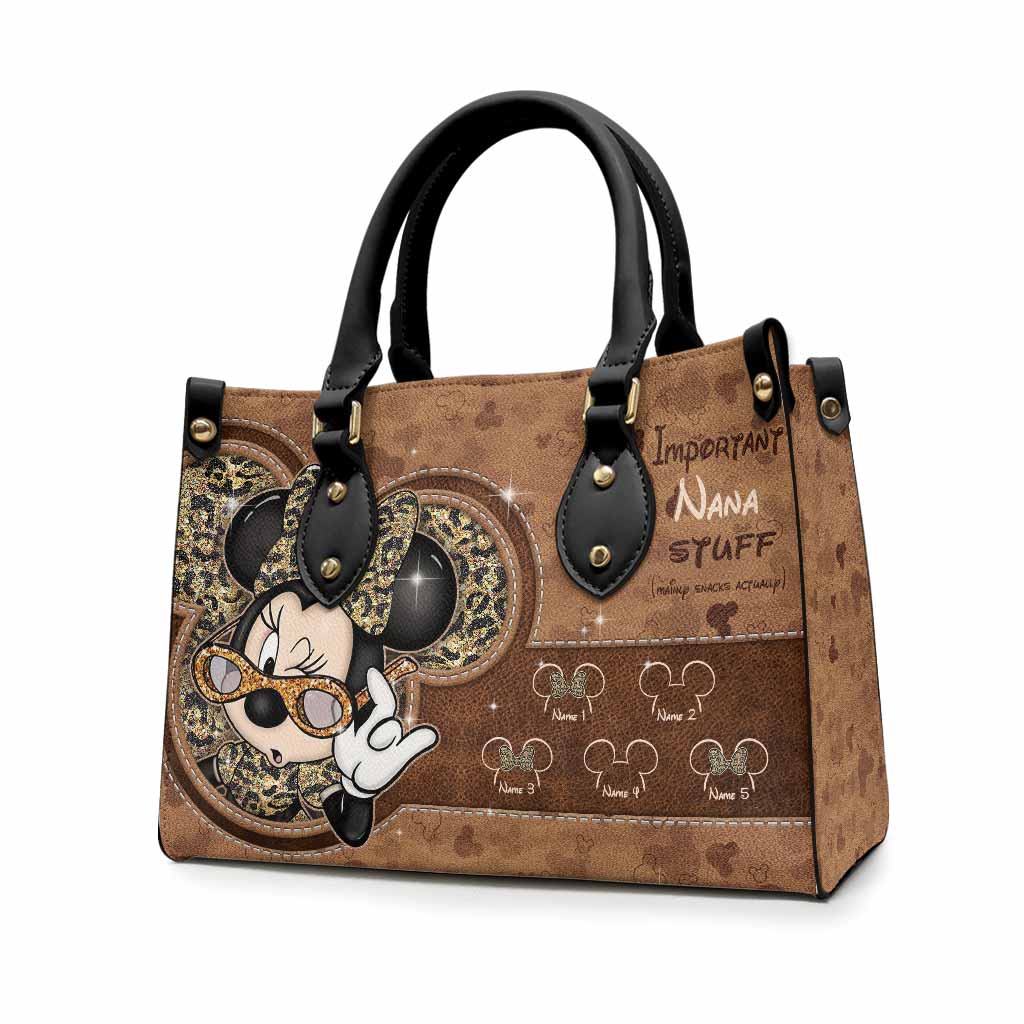 Important Nana Stuff - Personalized Mother's Day Mouse Leather Handbag