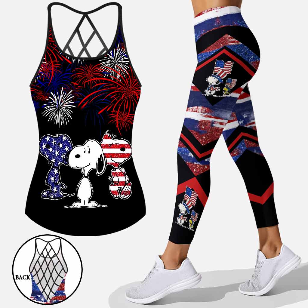 The White Dog July - Independence Day Cross Tank Top and Leggings