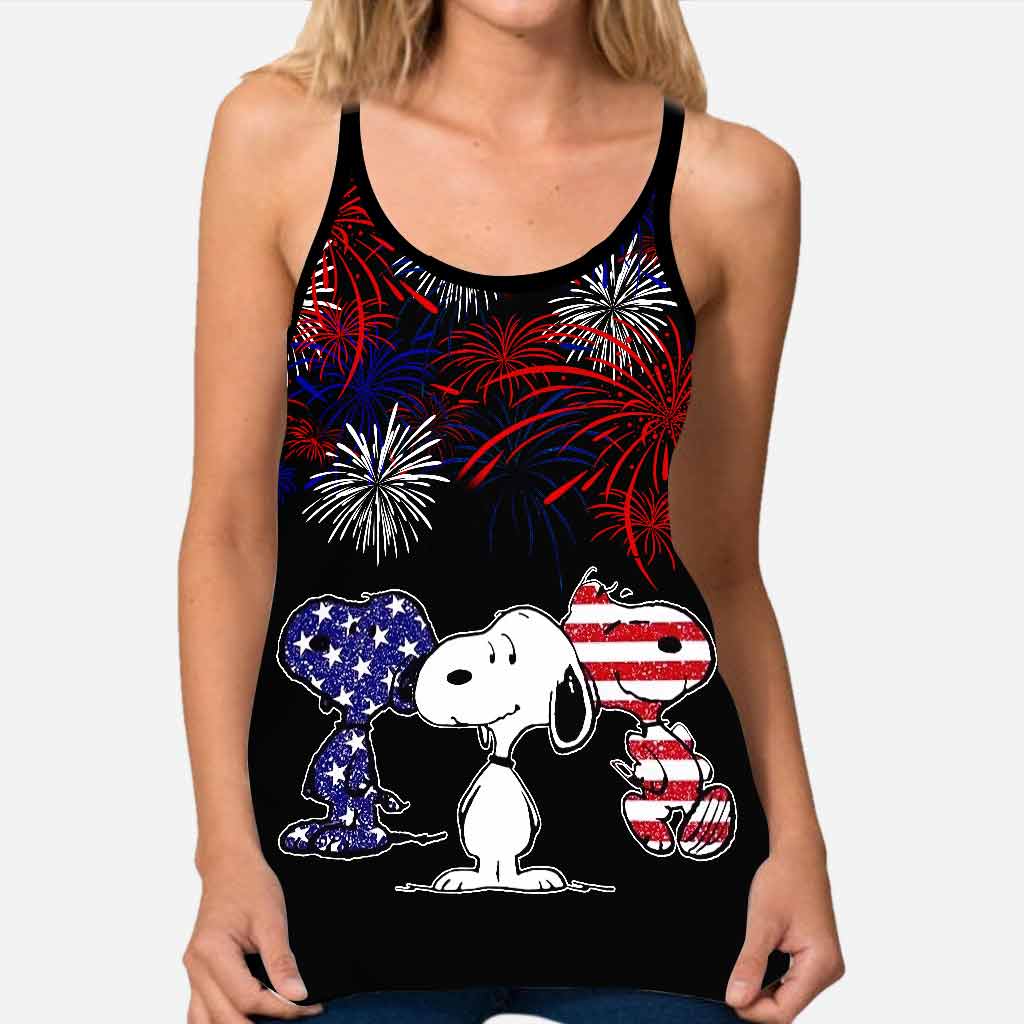 The White Dog July - Independence Day Cross Tank Top and Leggings