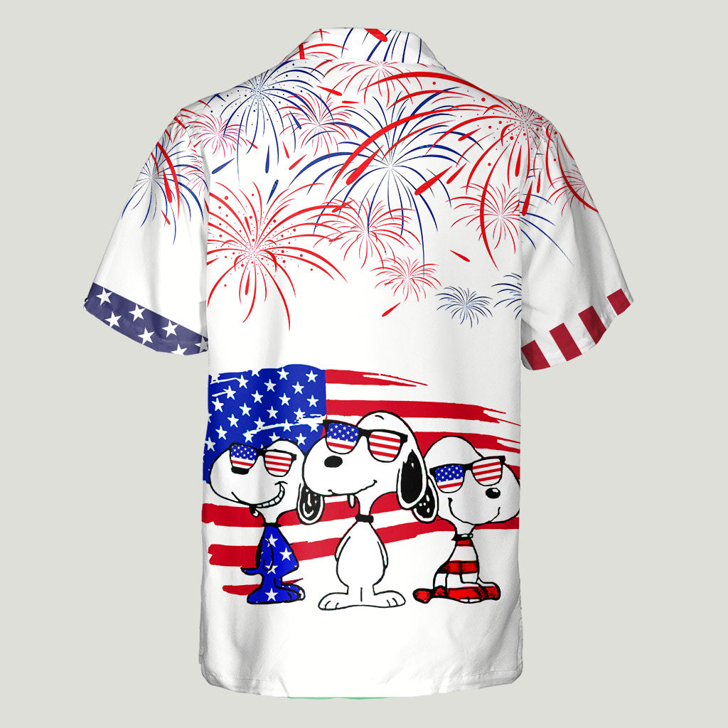 Stars, Stripes And Dog - Personalized Independence Day Hawaiian Shirt