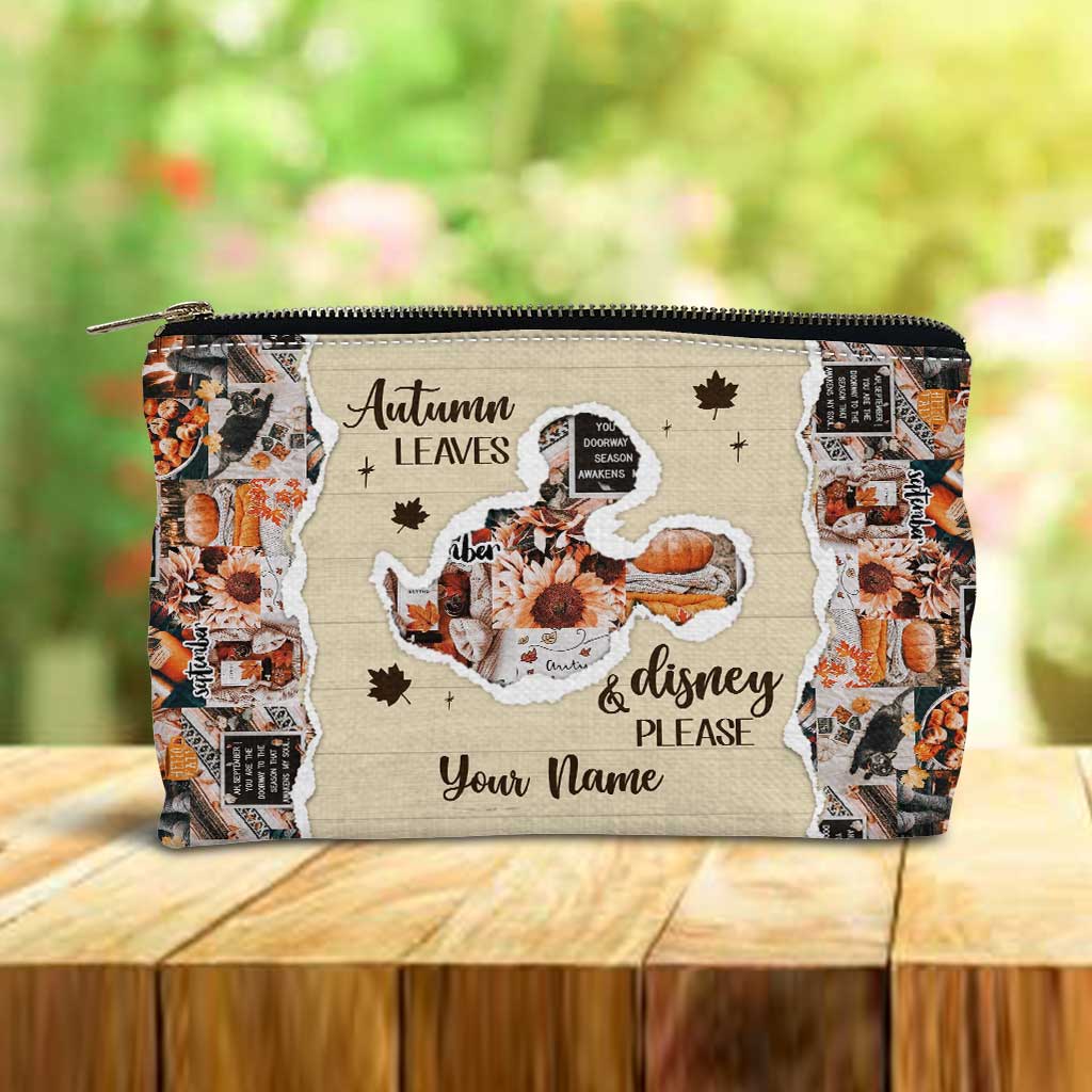 Autumn Leaves And Mouse Ears Please - Personalized Fall Mouse Pouch