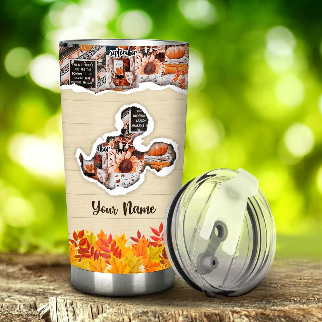 Autumn Leaves And Mouse Ears Please - Personalized Fall Mouse Tumbler