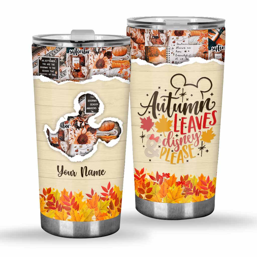 Autumn Leaves And Mouse Ears Please - Personalized Fall Mouse Tumbler