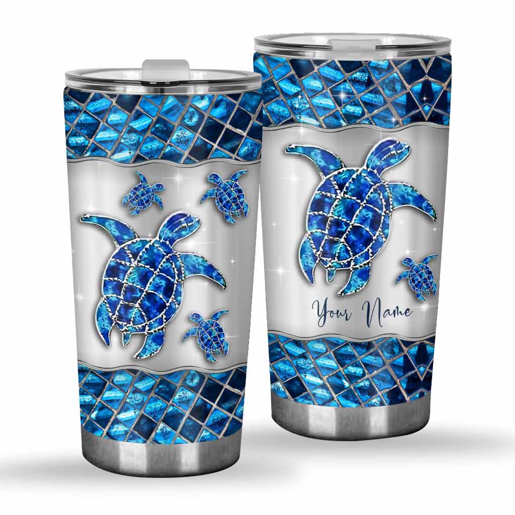 Salty Lil Beach Blue - Personalized Turtle Tumbler