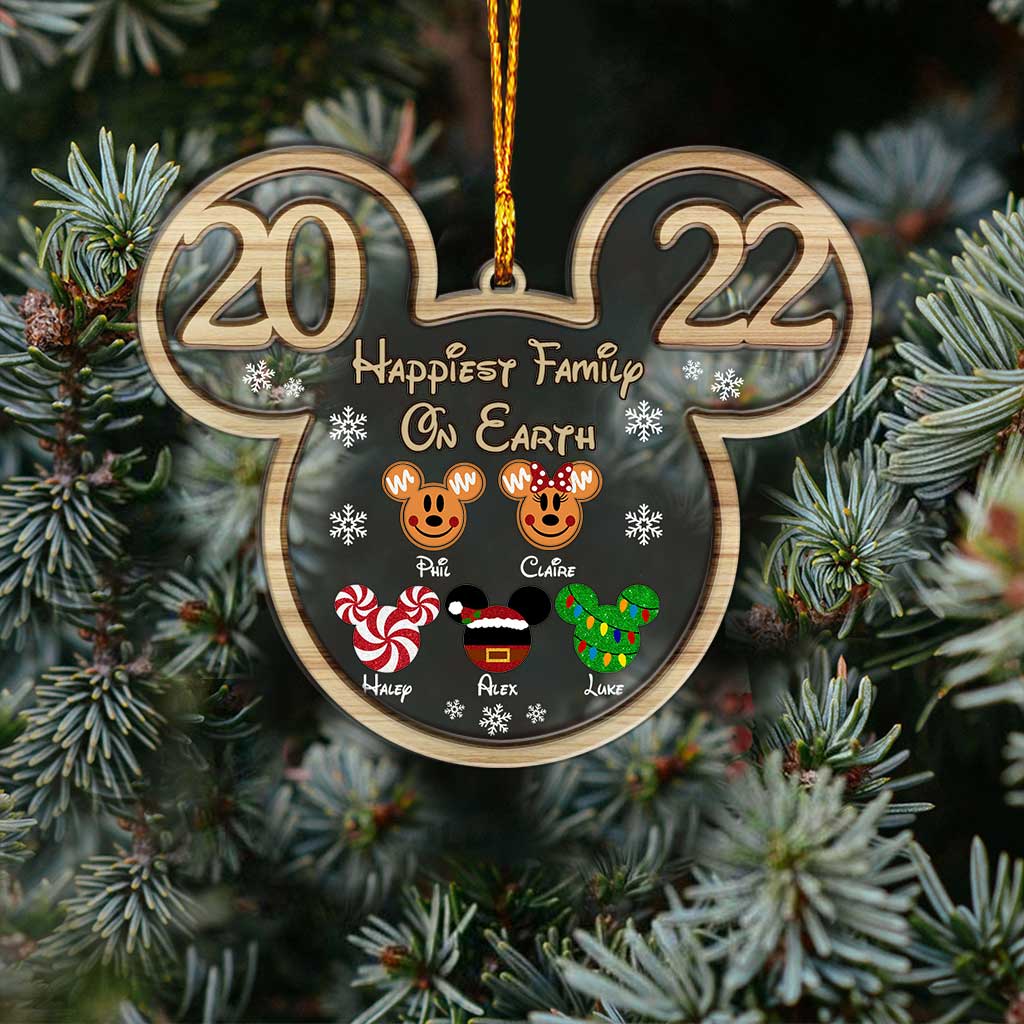 Happiest Family On Earth - Personalized Christmas Mouse Layers Mix Ornament