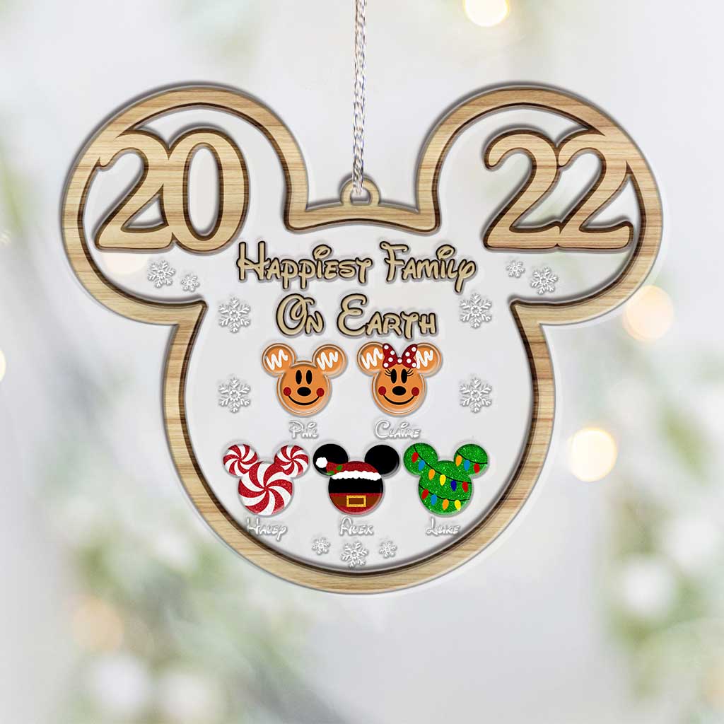 Happiest Family On Earth - Personalized Christmas Mouse Layers Mix Ornament