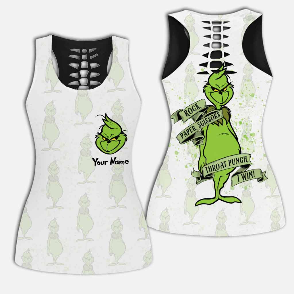 Rock Paper Scissors I Win - Personalized Hollow Tank Top And Leggings