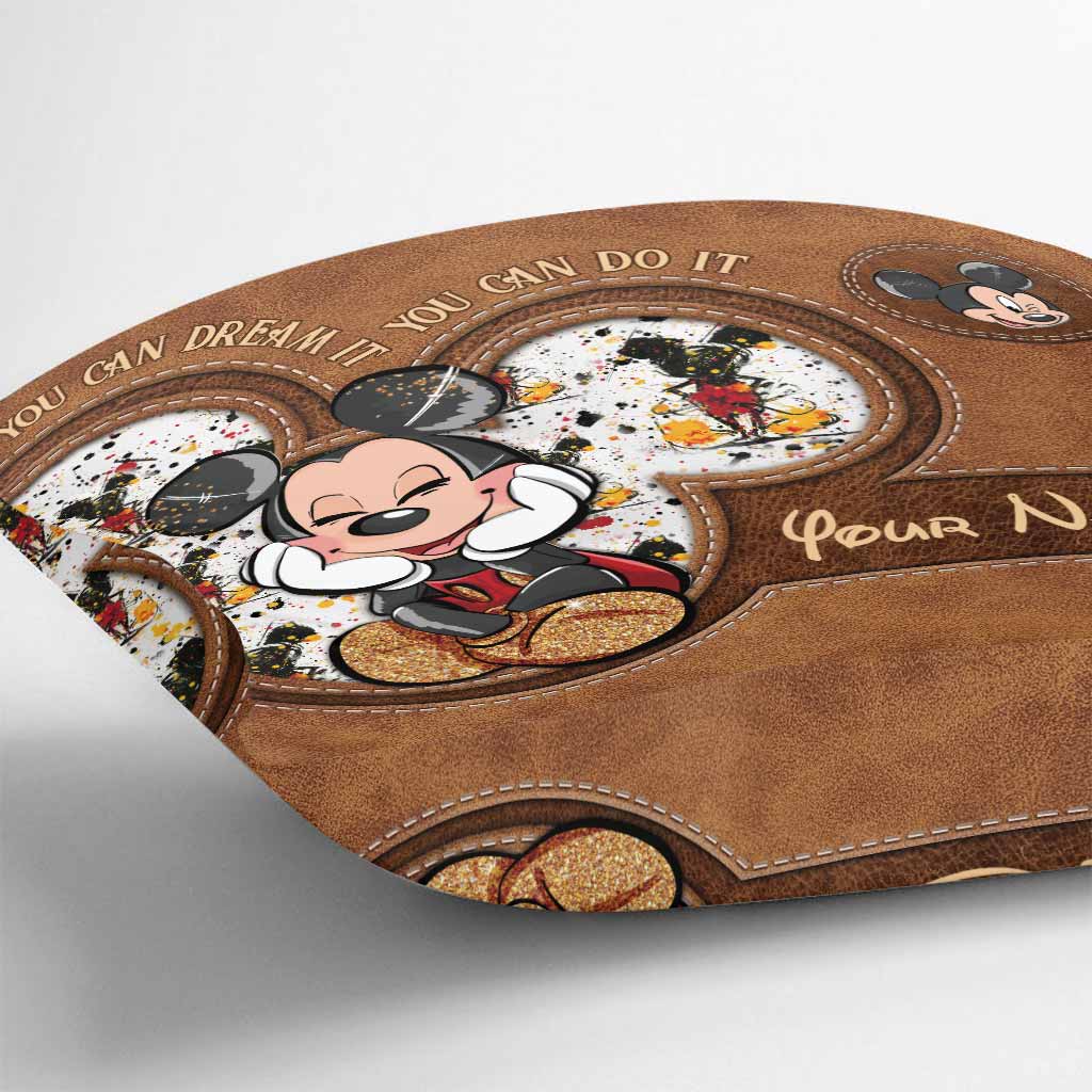 If You Can Dream It You Can Do It - Personalized Mouse Throw Pillow With Leather Pattern Print