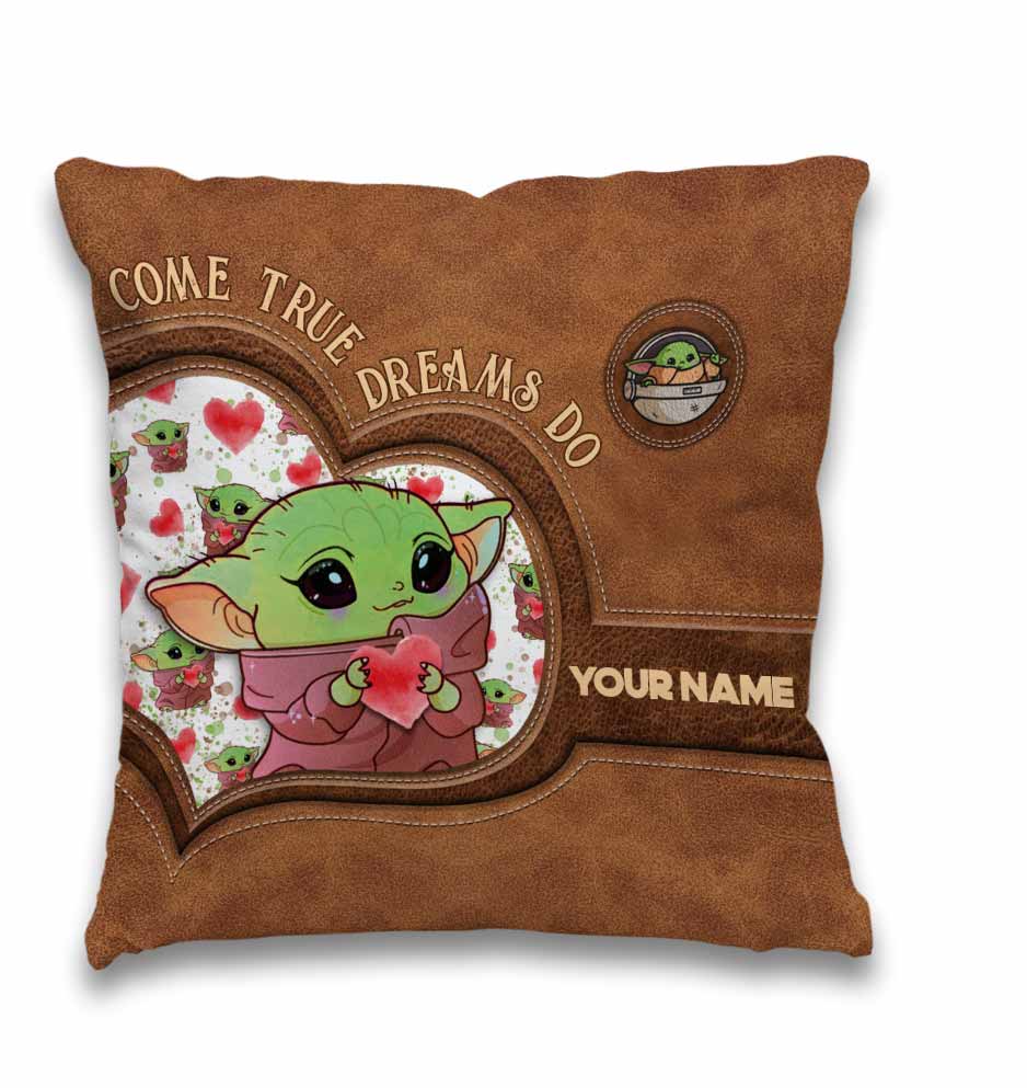 Come True Dreams Do - Personalized Throw Pillow With Leather Pattern Print