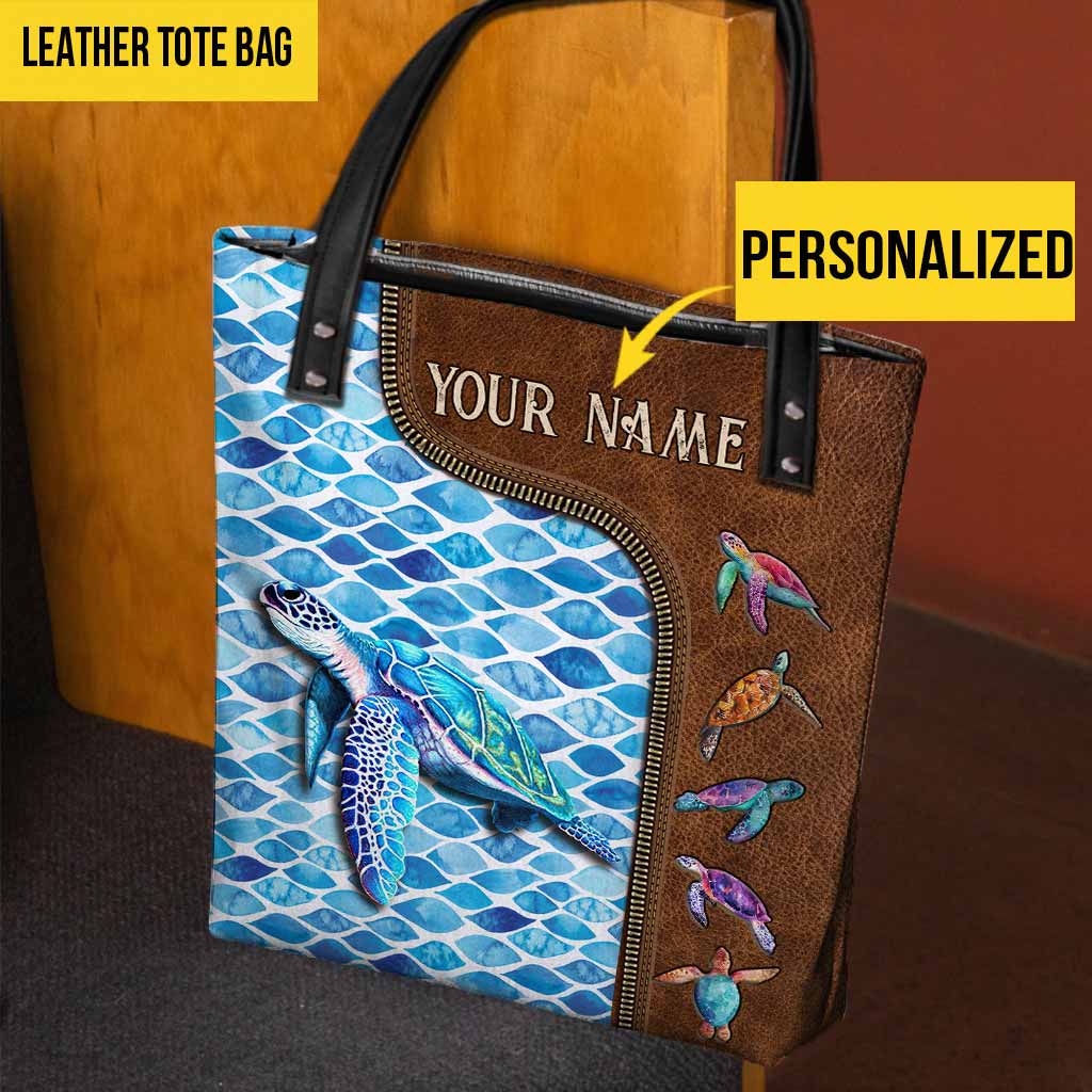 Salty Lil' Beach - Turtle Personalized  Tote Bag