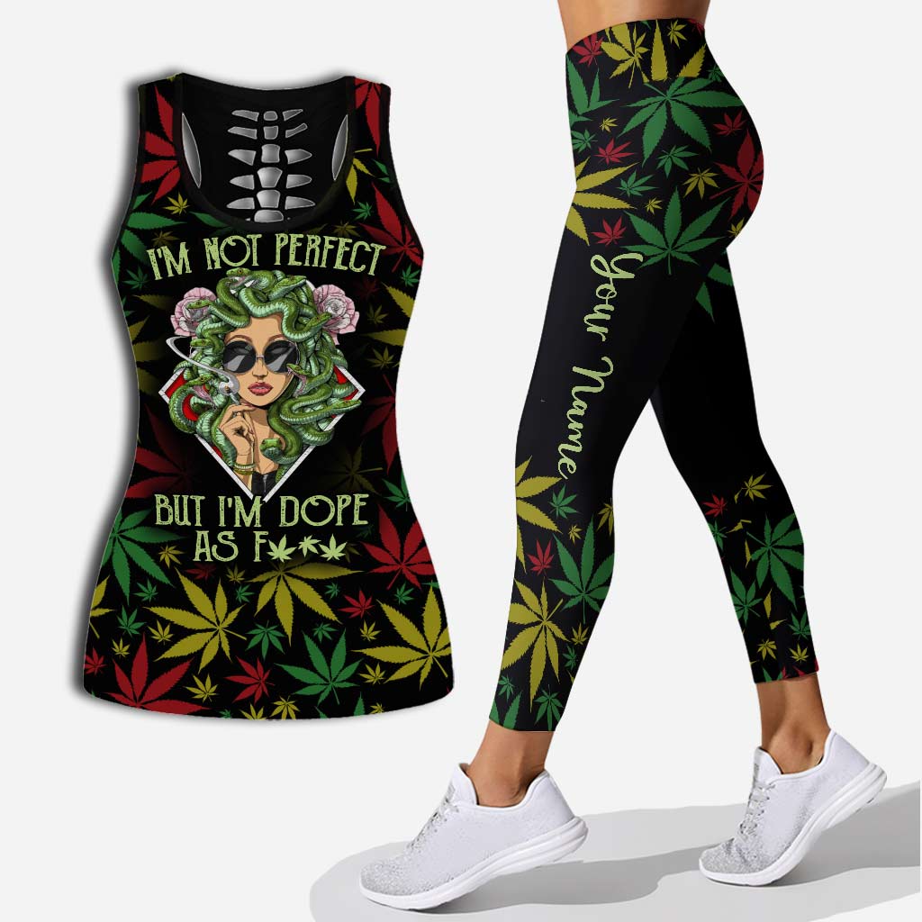 I'm Not Perfect - Personalized Weed Hollow Tank Top and Leggings