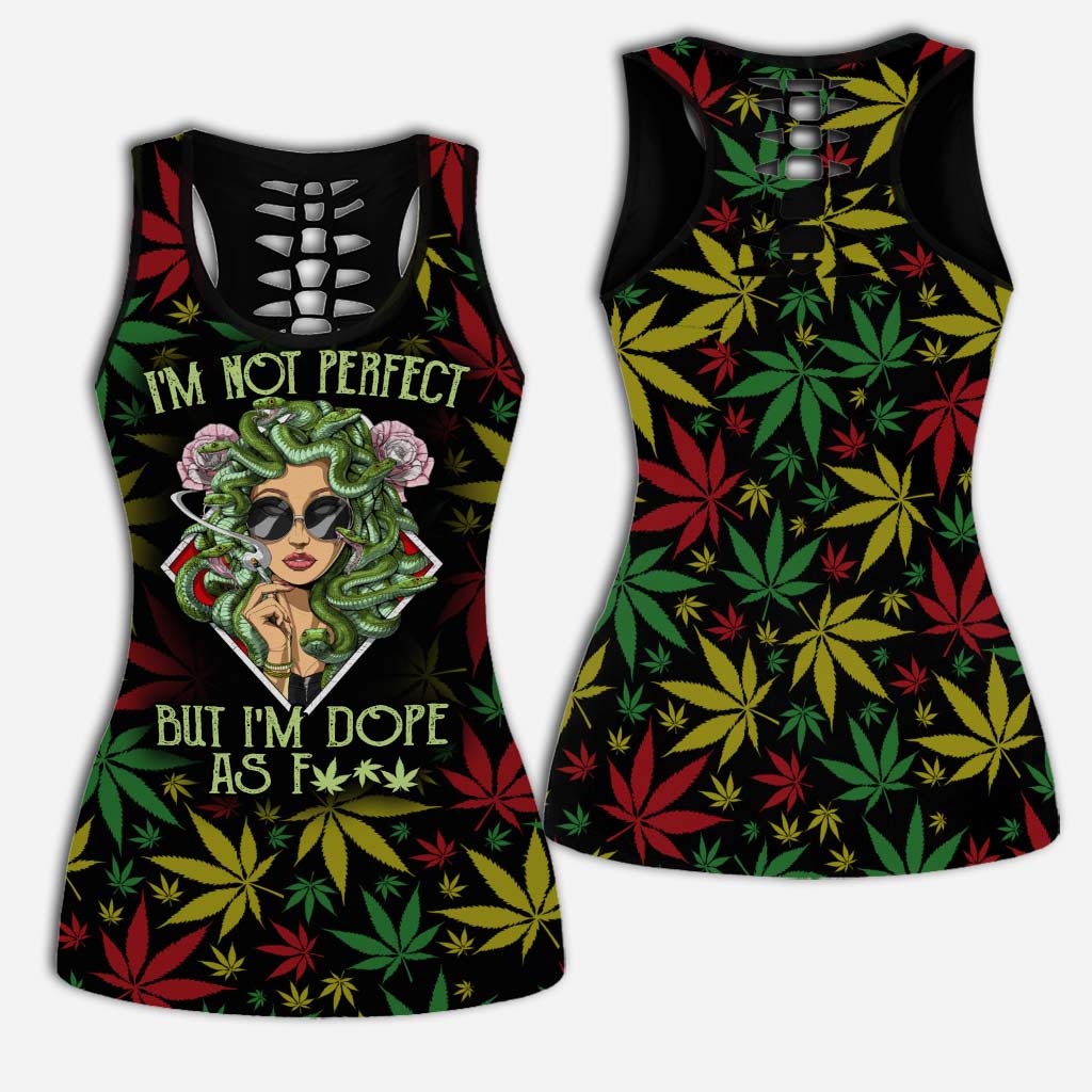 I'm Not Perfect - Personalized Weed Hollow Tank Top and Leggings