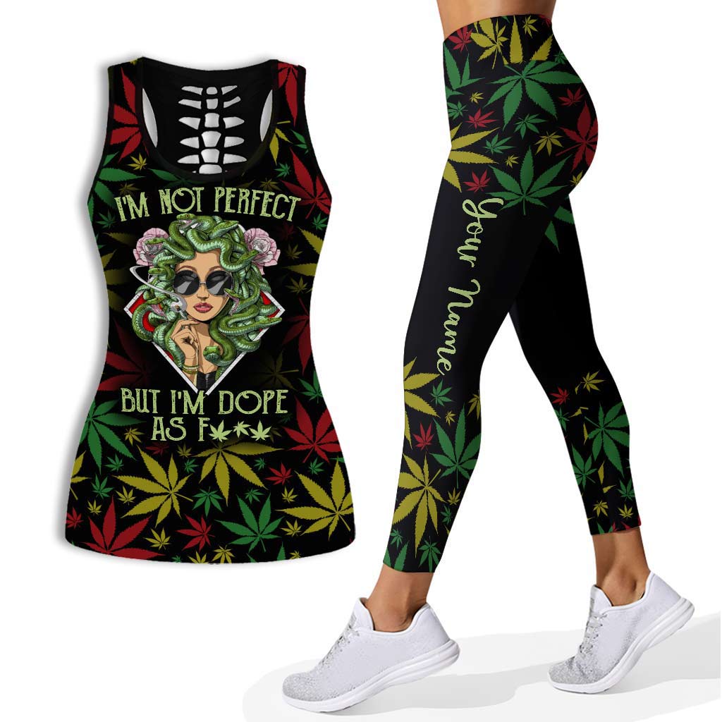 I'm Not Perfect - Personalized Weed Hollow Tank Top and Leggings