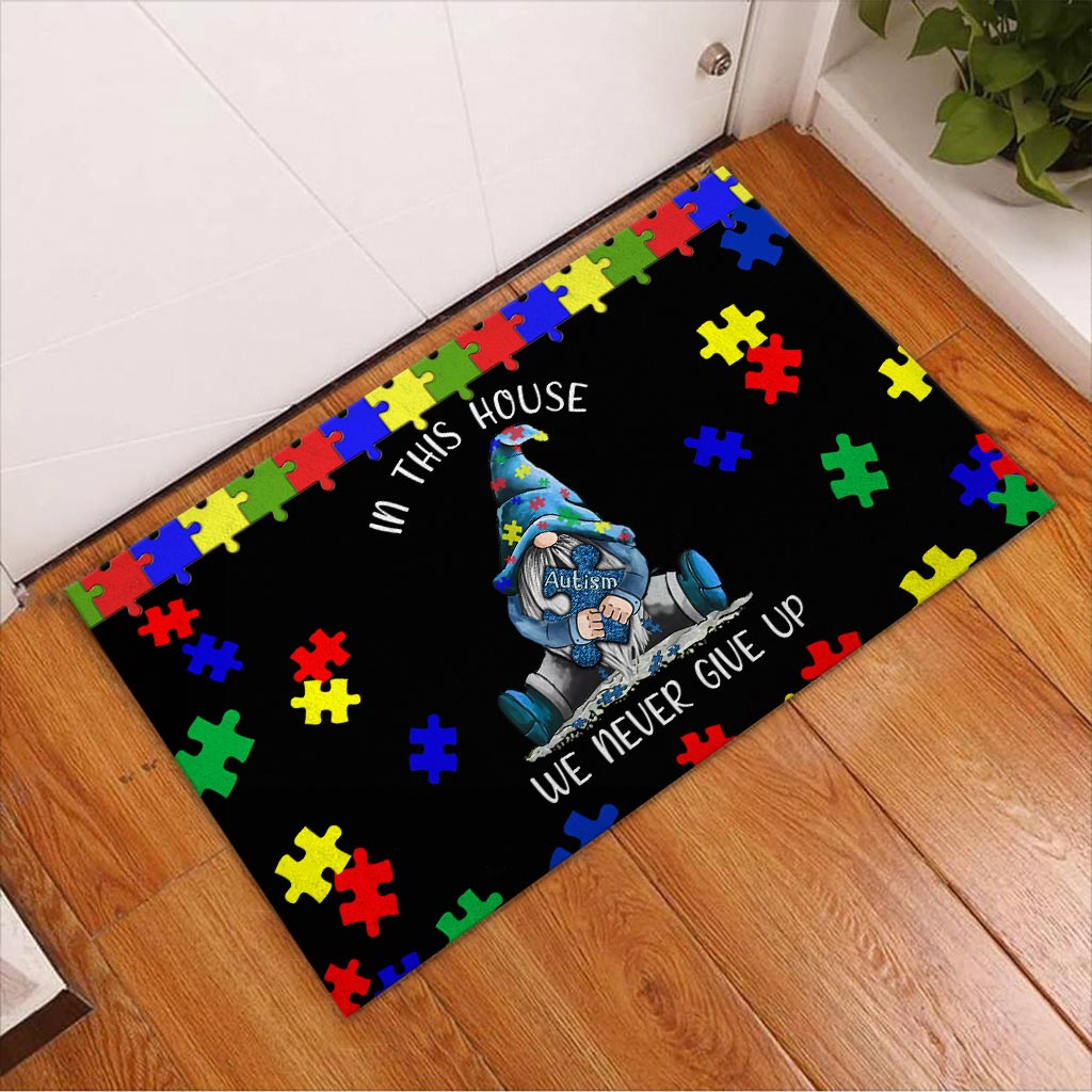 We Never Give Up - Autism Awareness Doormat
