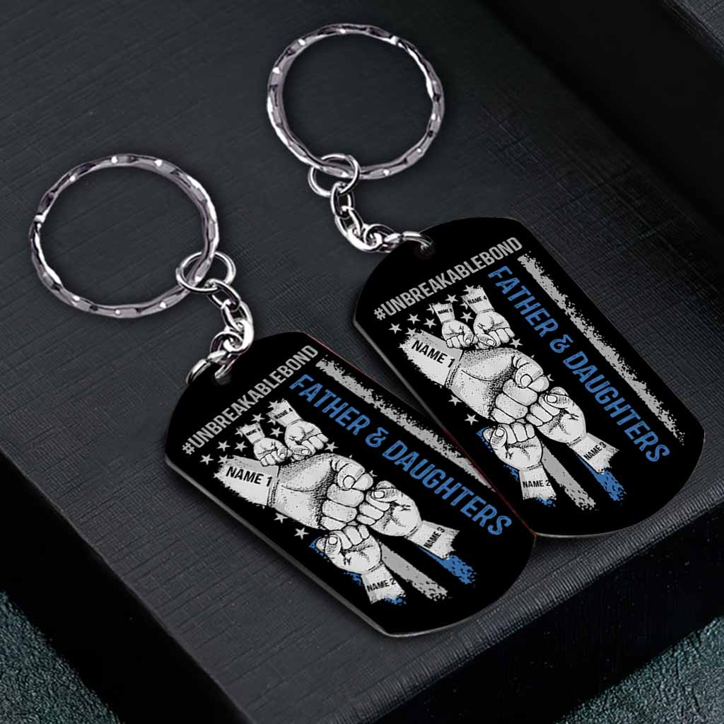 Father And Daughters Father And Sons Grandpa And Grandkids - Personalized Father's Day Stainless Steel Keychain