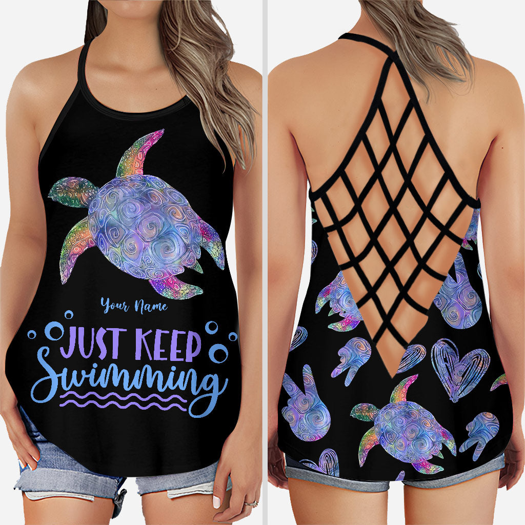 Beautiful Turtle - Personalized Cross Tank Top and Leggings