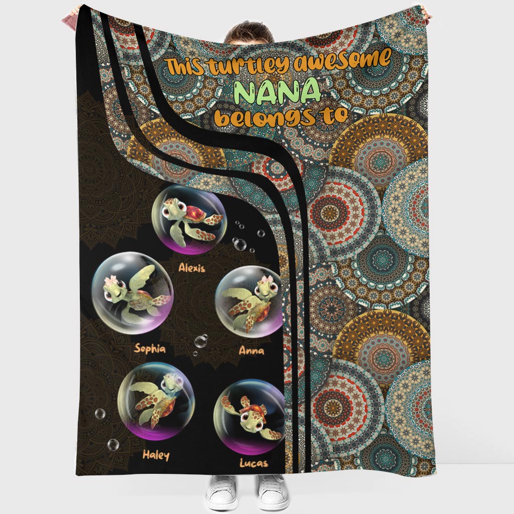 Turtley Awesome Nana - Personalized Grandma Blanket