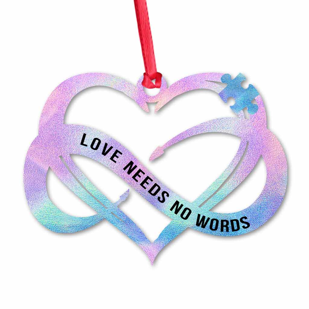Love Needs No Words - Christmas Autism Awareness Ornament (Printed On Both Sides)