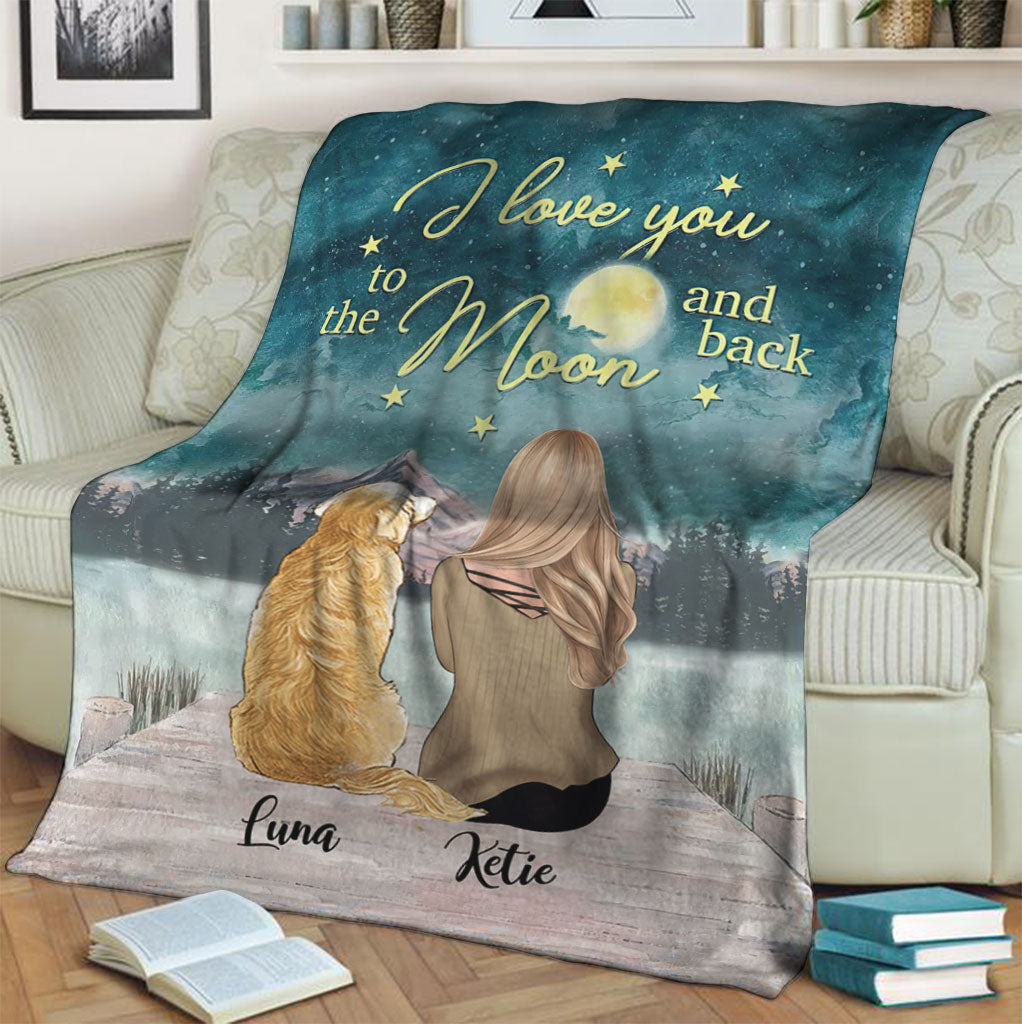 I Love You To The Moon - Personalized Dog Blanket