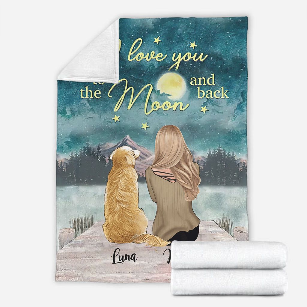 I Love You To The Moon - Personalized Dog Blanket