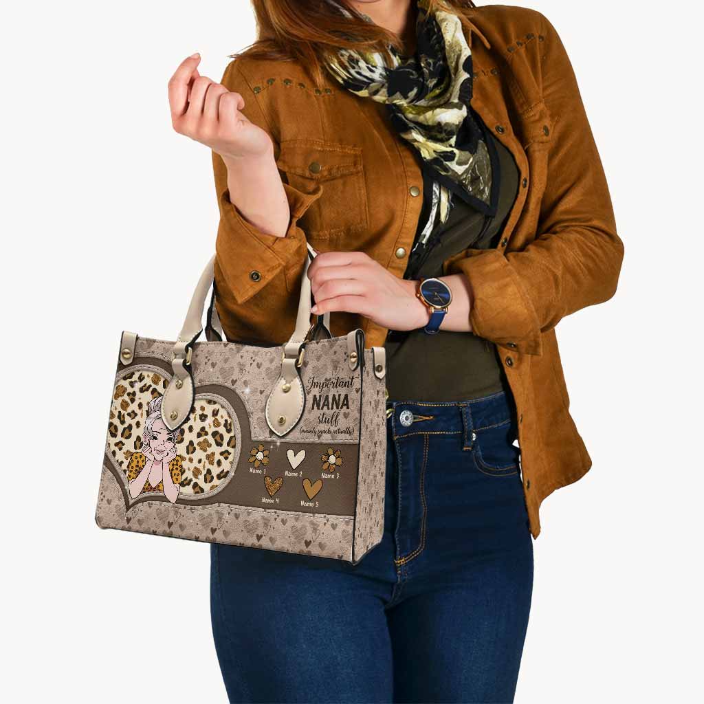 Important Nana Stuff - Personalized Mother's Day Grandma Leather Handbag