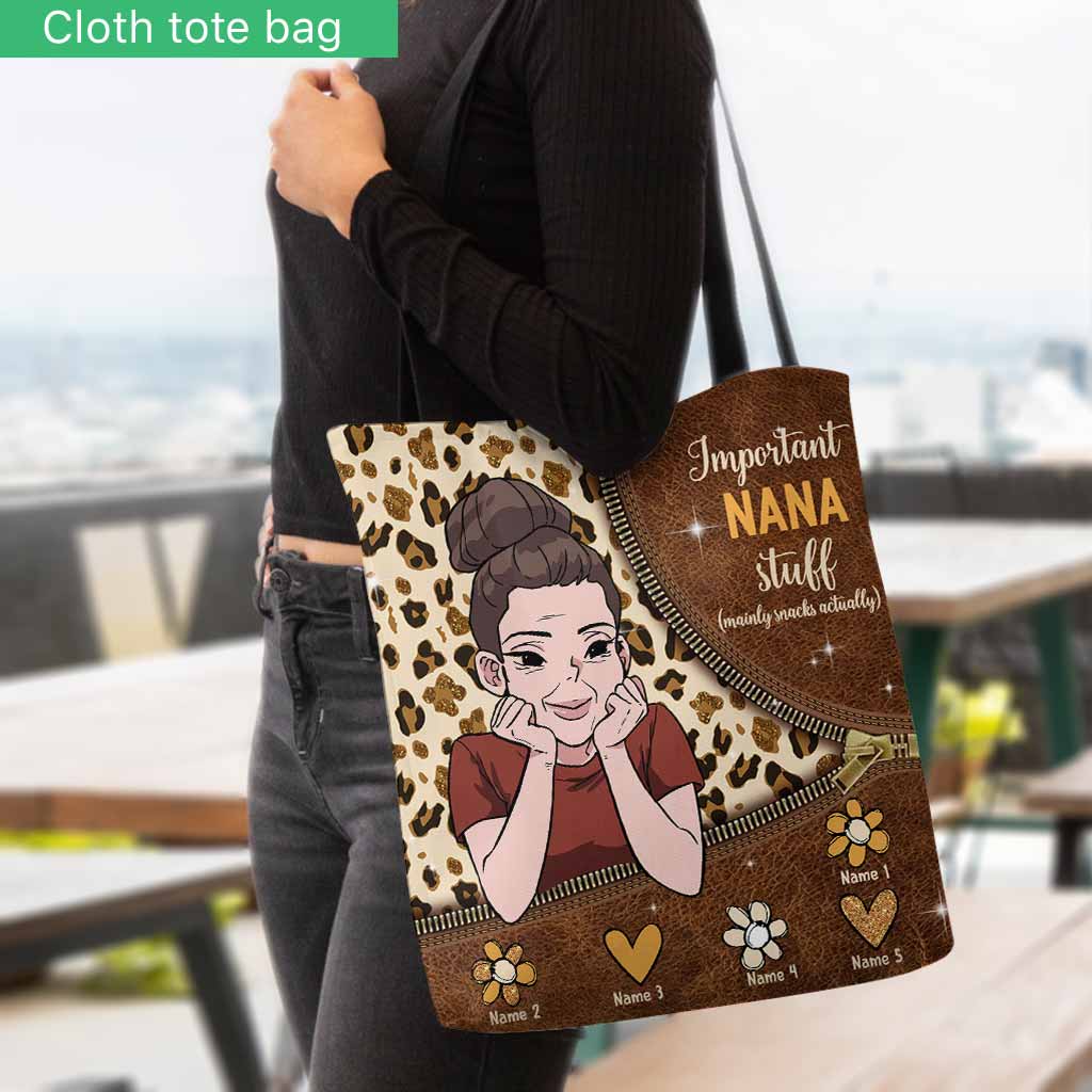 Important Nana Stuff - Personalized Mother's Day Grandma Tote Bag