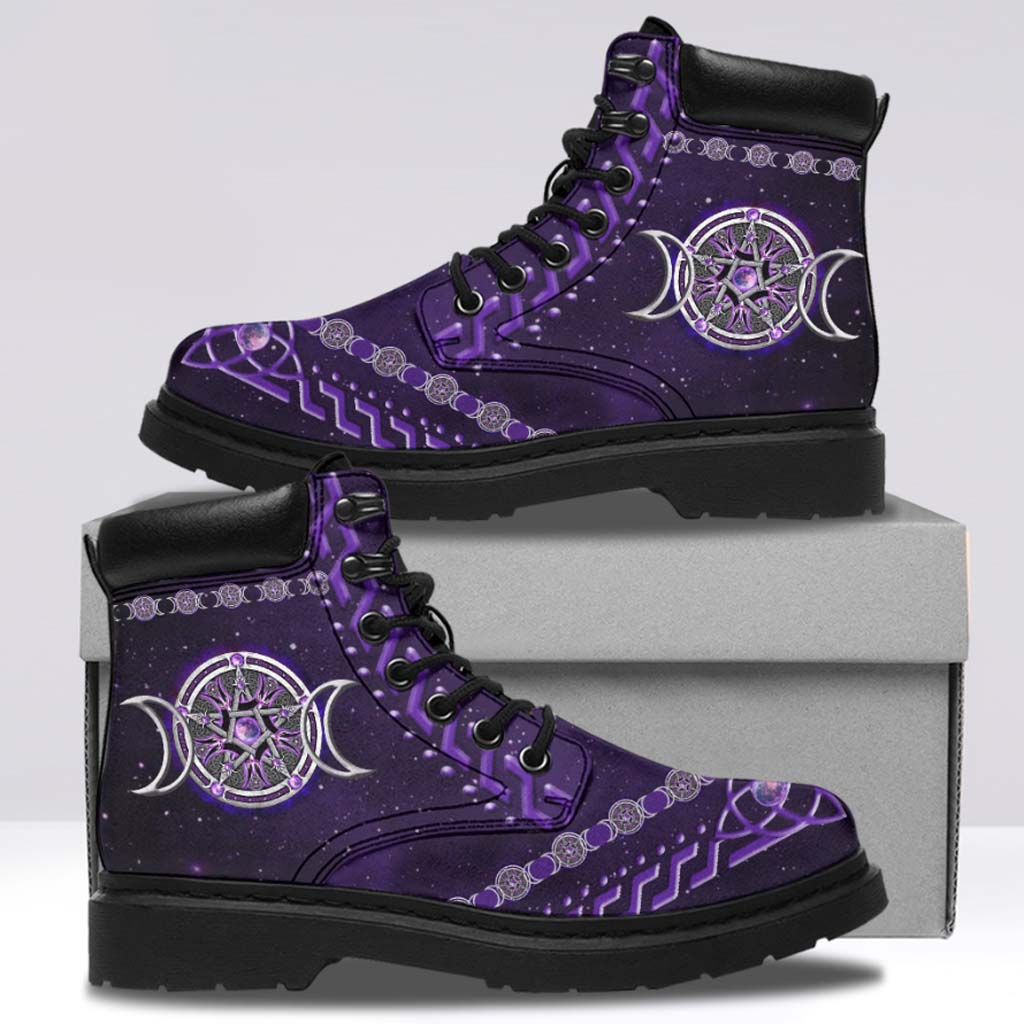 Purple Triple Moon Witch All Season Boots