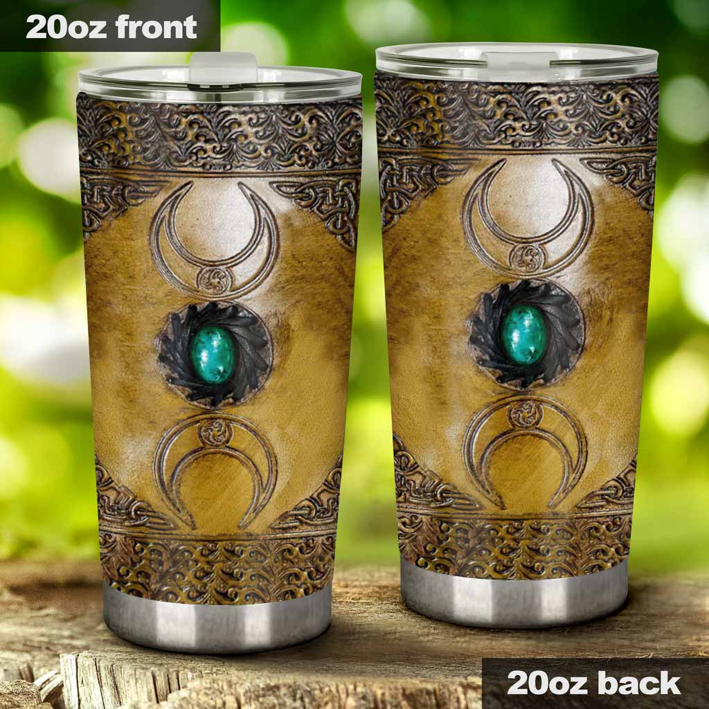 Triple Moon Third Eye Witch Leather Pattern Print  Tumbler