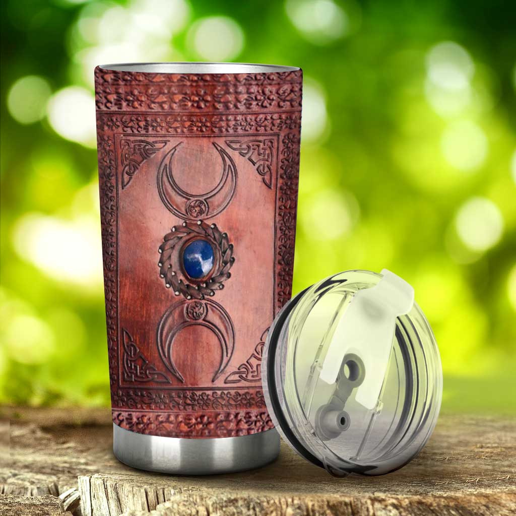 Triple Moon Third Eye Witch Leather Pattern Print Tumbler