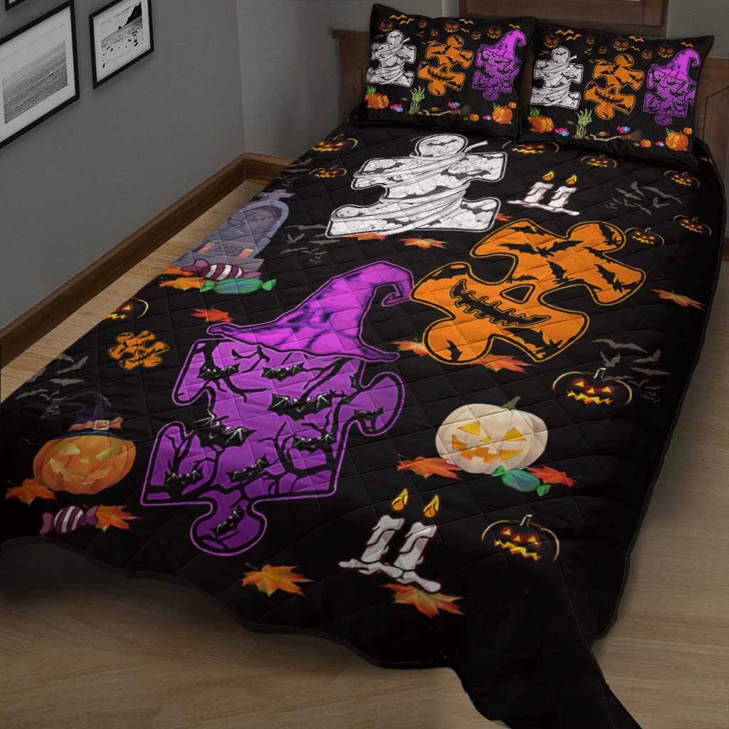 Happy Halloween - Autism Awareness Quilt Bed Set