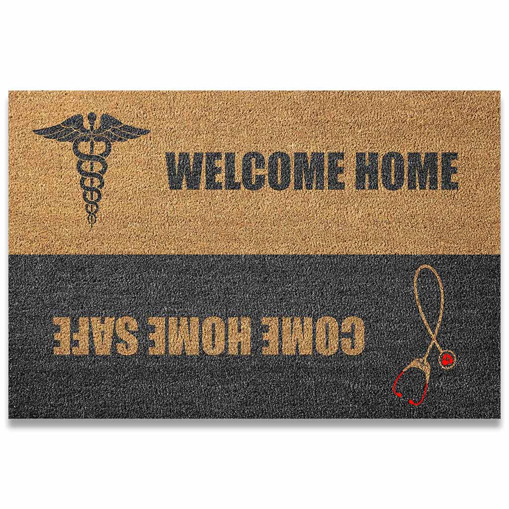 Come Home Safe - Nurse Coir Pattern Print Doormat