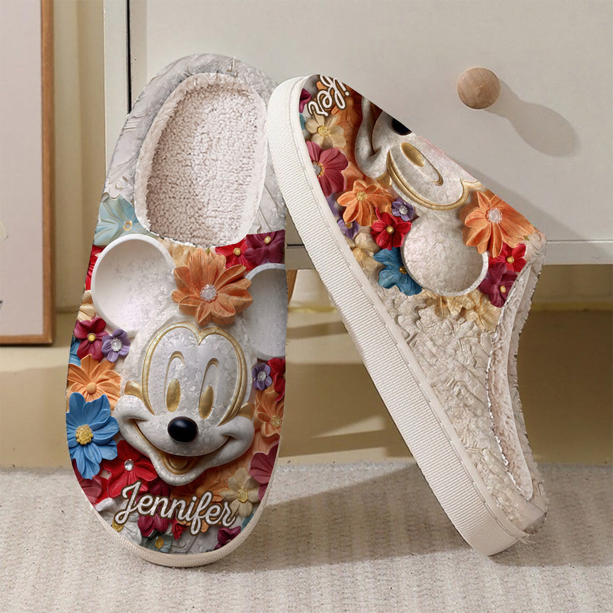 Magical Flowers - Personalized Mouse Slippers