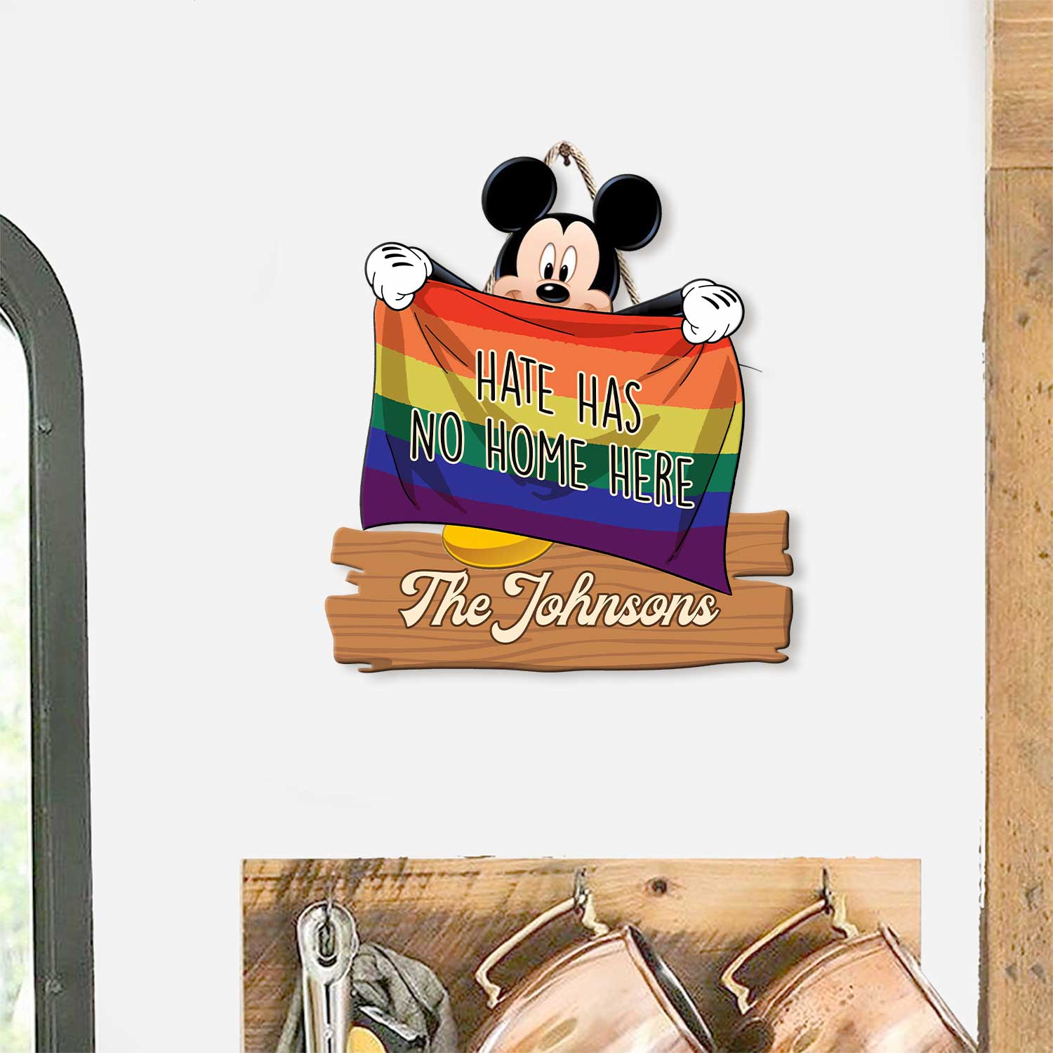 Hate Has No Home Here - Personalized LGBT Support Wood Sign