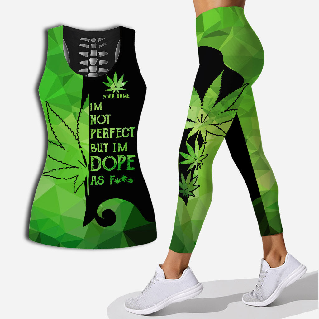 I'm Not Perfect - Personalized Weed Hollow Tank Top and Leggings