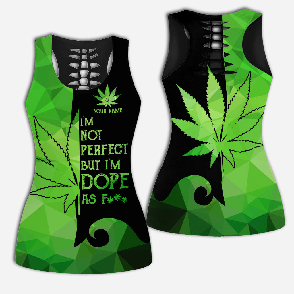 I'm Not Perfect - Personalized Weed Hollow Tank Top and Leggings